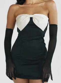 Princess Polly Kesy Bow Tie Mini Dress  Black Flash Sale