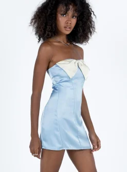 Princess Polly Kesy Bow Tie Mini Dress Blue / Champagne   Blue/ Champagne Fashion