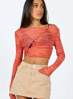 Princess Polly Keziah Top  Orange Flash Sale