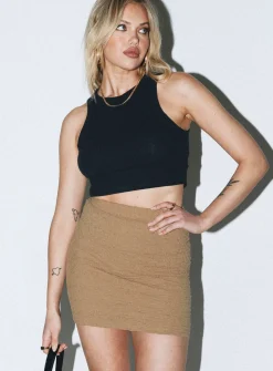 Princess Polly Kiarne Mini Skirt  Beige Flash Sale