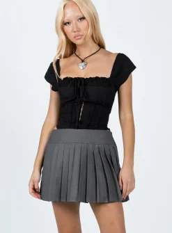 Princess Polly Kierce Pleated Mini Skirt  Grey Hot