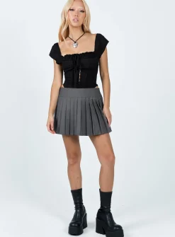 Princess Polly Kierce Pleated Mini Skirt  Grey Hot