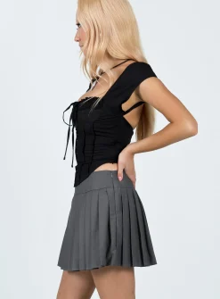 Princess Polly Kierce Pleated Mini Skirt  Grey Hot