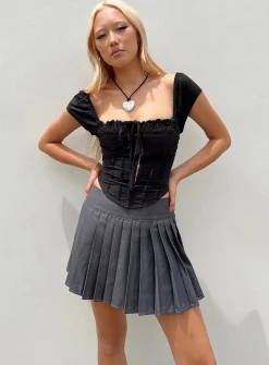 Princess Polly Kierce Pleated Mini Skirt  Grey Hot