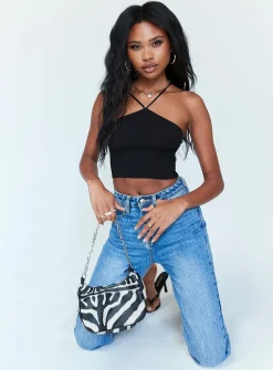 Princess Polly Kimberly Halter Top  Black Outlet