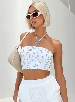 Princess Polly Kinney Strapless Top  White / Floral Cheap