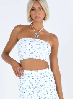 Princess Polly Kinney Strapless Top  White / Floral Cheap