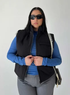 Princess Polly Kirby Puffer Vestcurve   Black Hot