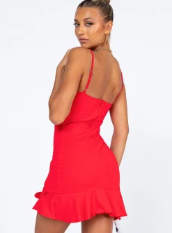 Princess Polly Kiribati Mini Dress  Red Clearance