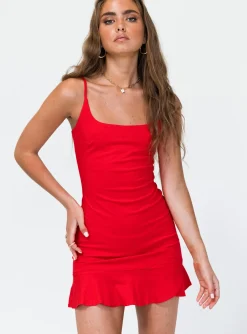 Princess Polly Kiribati Mini Dress  Red Clearance