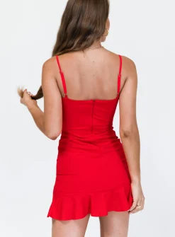 Princess Polly Kiribati Mini Dress  Red Clearance