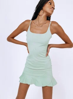 Princess Polly Kiribati Mini Dress Sage New