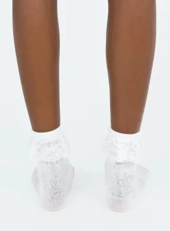 Princess Polly Kirk Socks  White Floral Flash Sale
