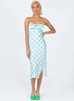Princess Polly Kirra Midi Dress/ Blue   Green Clearance