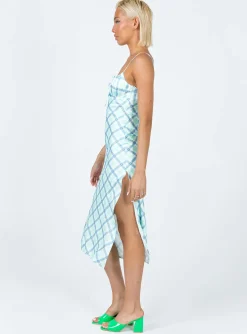 Princess Polly Kirra Midi Dress/ Blue   Green Clearance
