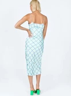 Princess Polly Kirra Midi Dress/ Blue   Green Clearance