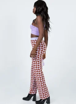 Princess Polly Kirsty Retro Tile Pants Pink Discount