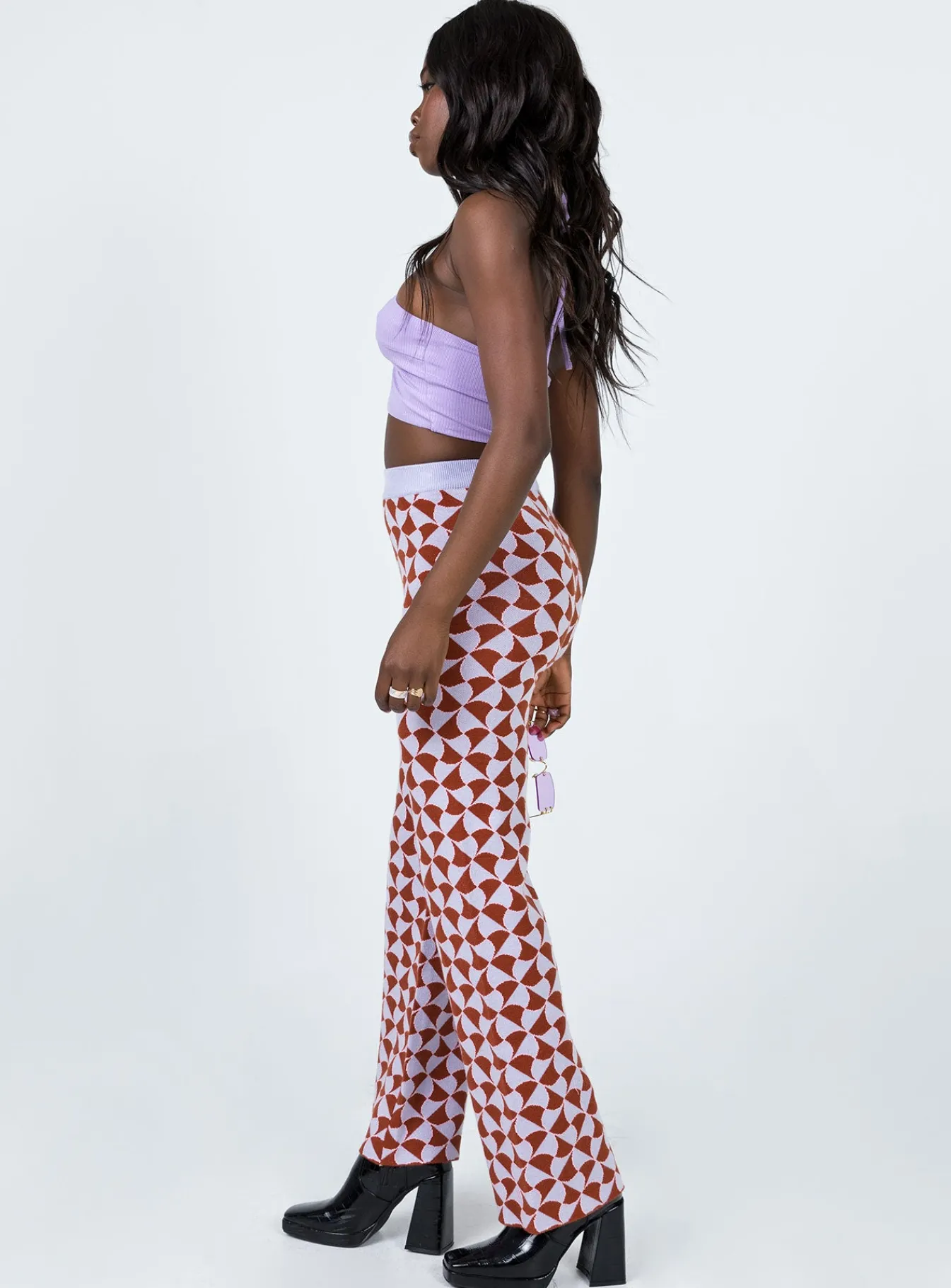 Princess Polly Kirsty Retro Tile Pants Pink Discount