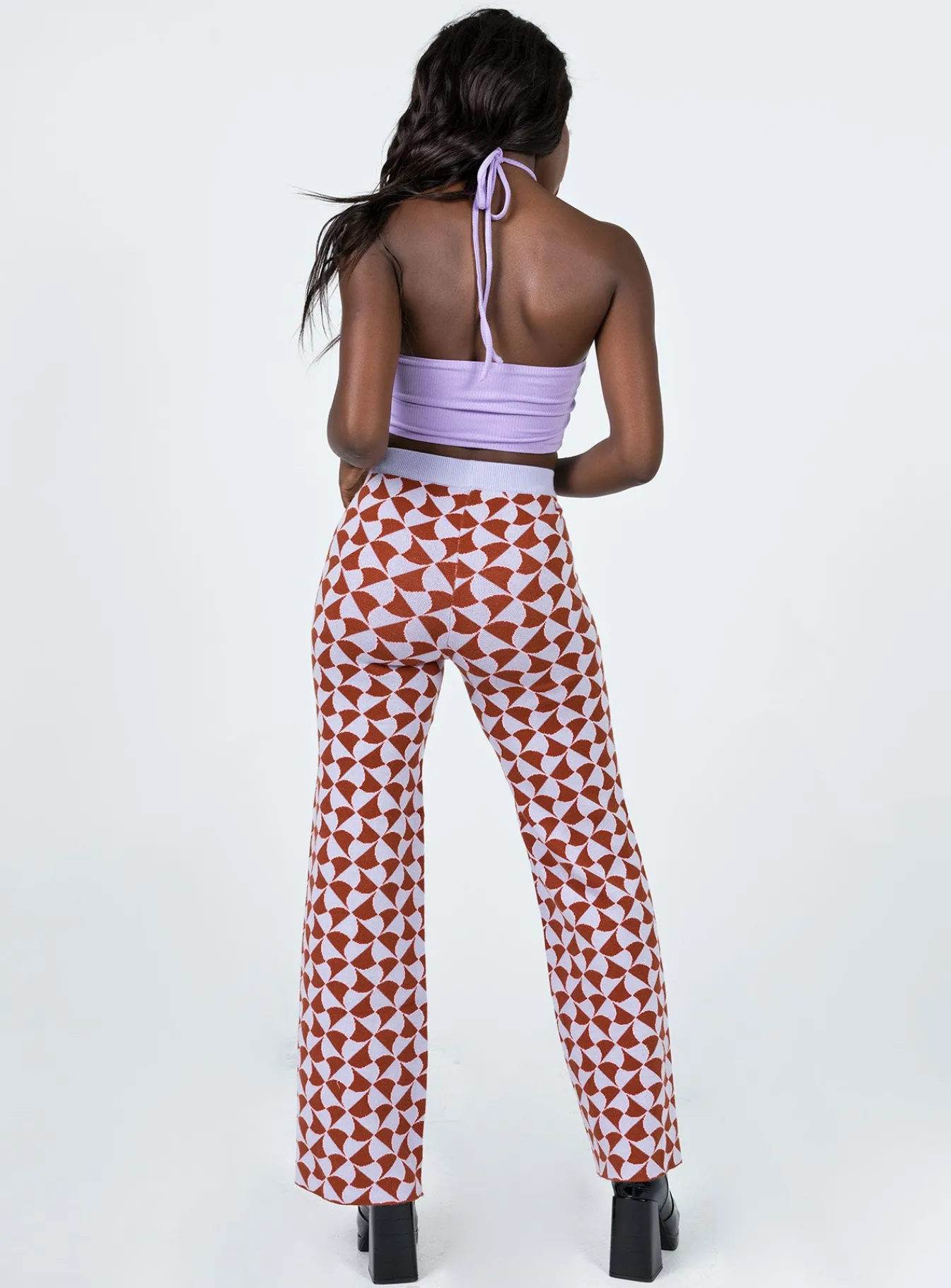 Princess Polly Kirsty Retro Tile Pants Pink Discount