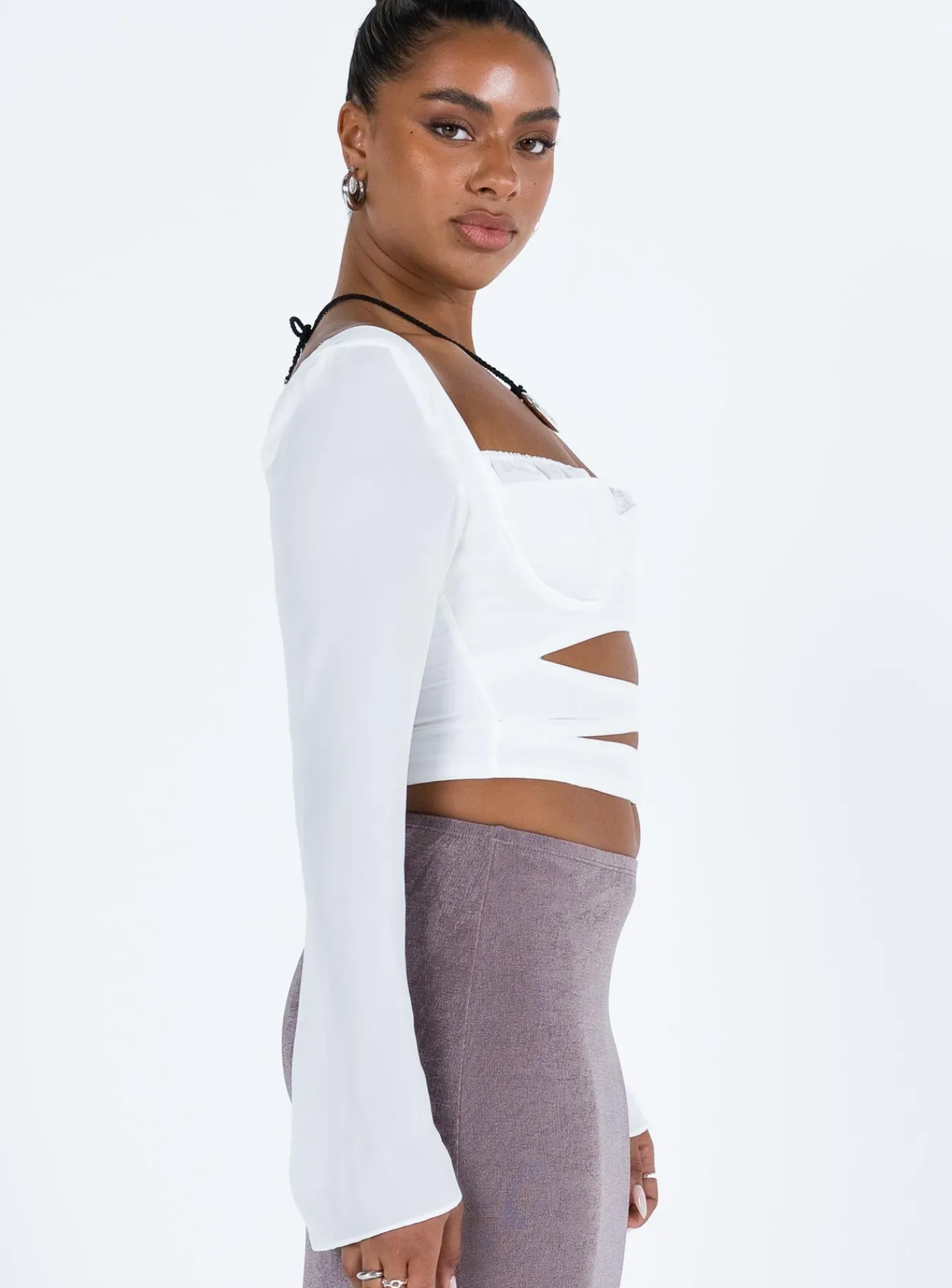 Princess Polly Kitchener Long Sleeve Top Ivory Outlet