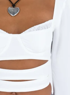 Princess Polly Kitchener Long Sleeve Top Ivory Outlet