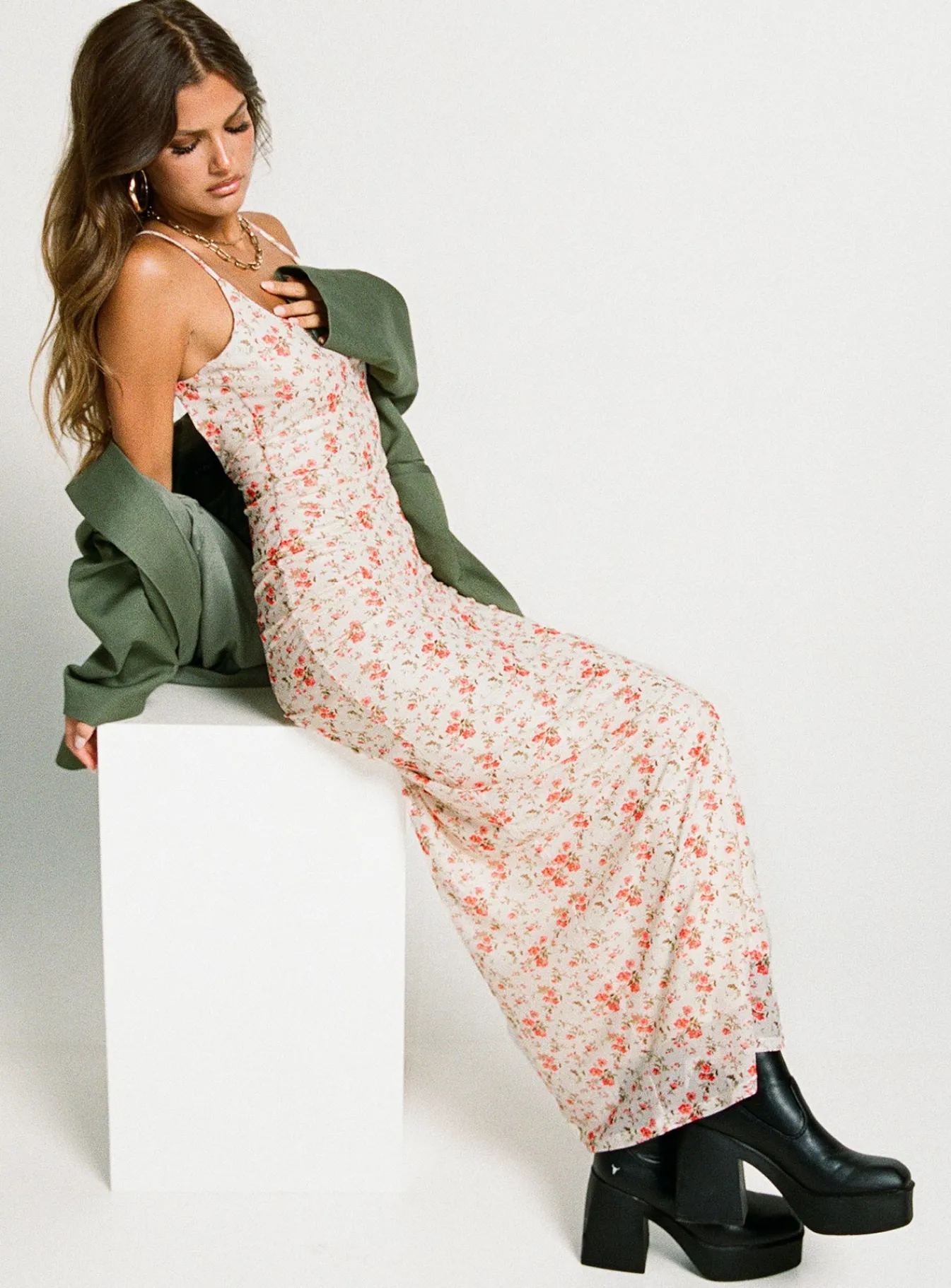Princess Polly Knox Maxi Dress Beige Floral Hot