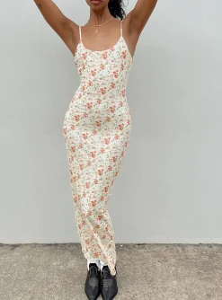 Princess Polly Knox Maxi Dress Beige Floral Hot