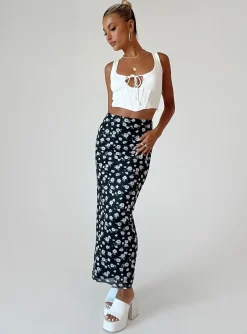 Princess Polly Knox Maxi Skirtfloral   Black Cheap