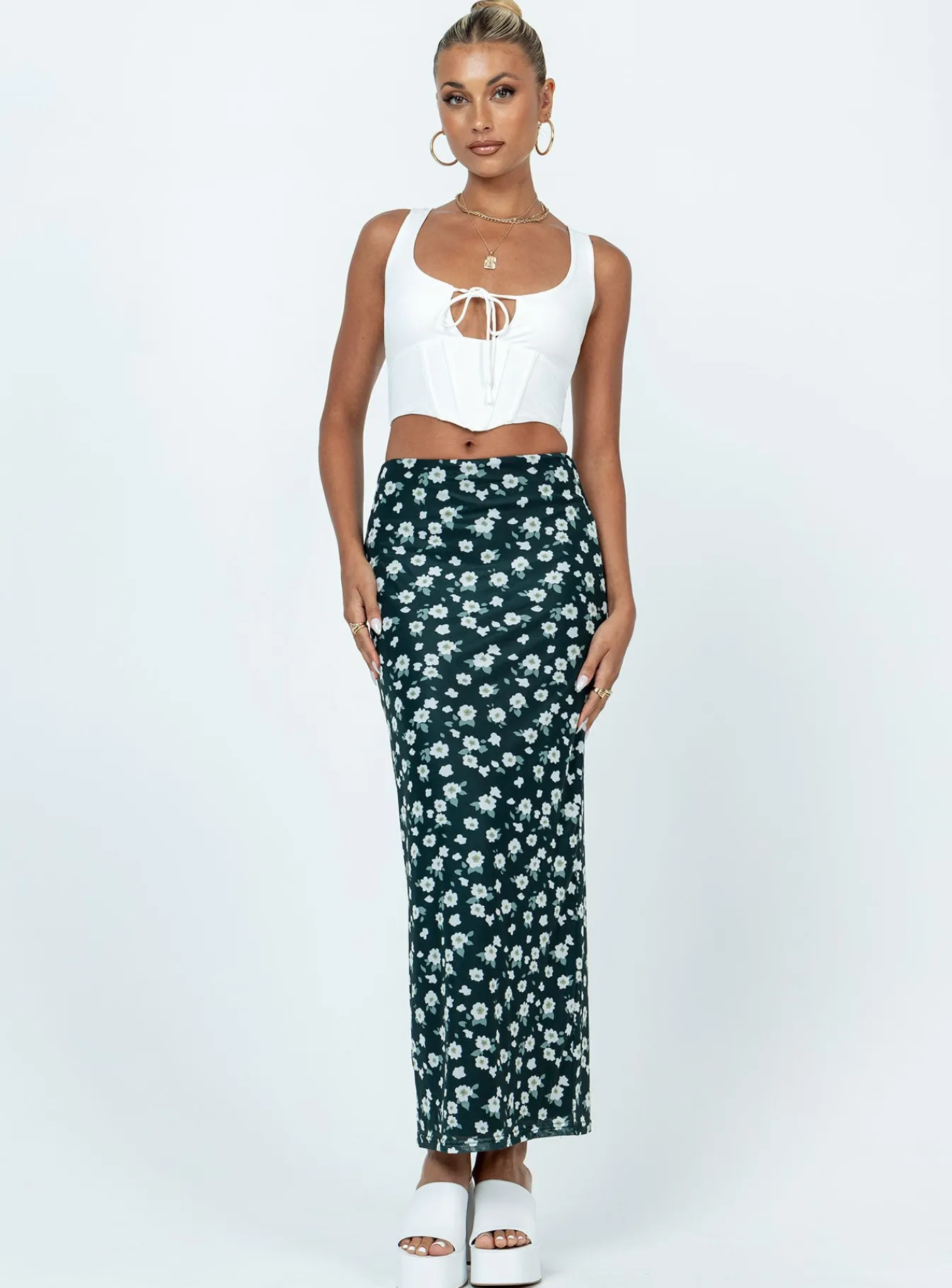 Princess Polly Knox Maxi Skirtfloral Black Cheap