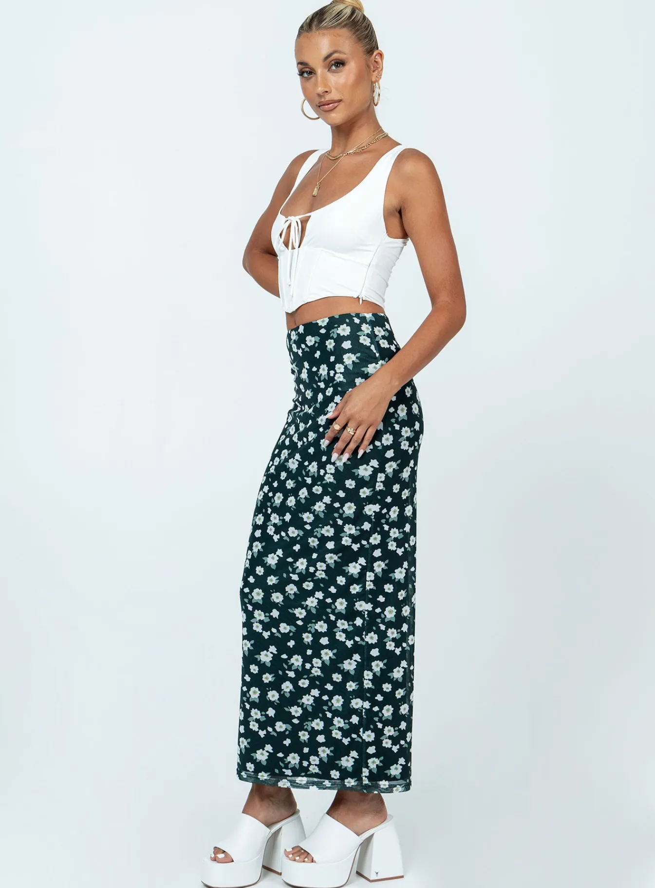 Princess Polly Knox Maxi Skirtfloral Black Cheap