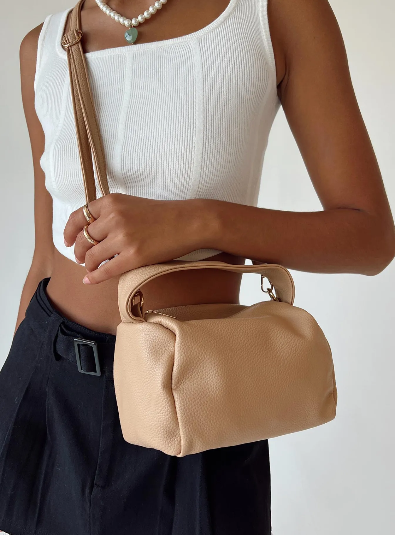 Princess Polly Knox Top Handle Bag Beige Hot