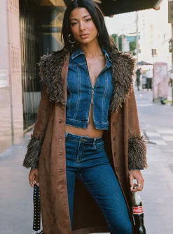 Princess Polly Korvi Denim Jacket  Dark Blue Flash Sale