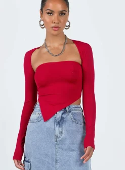 Princess Polly Koslo Bolero Top  Red Flash Sale