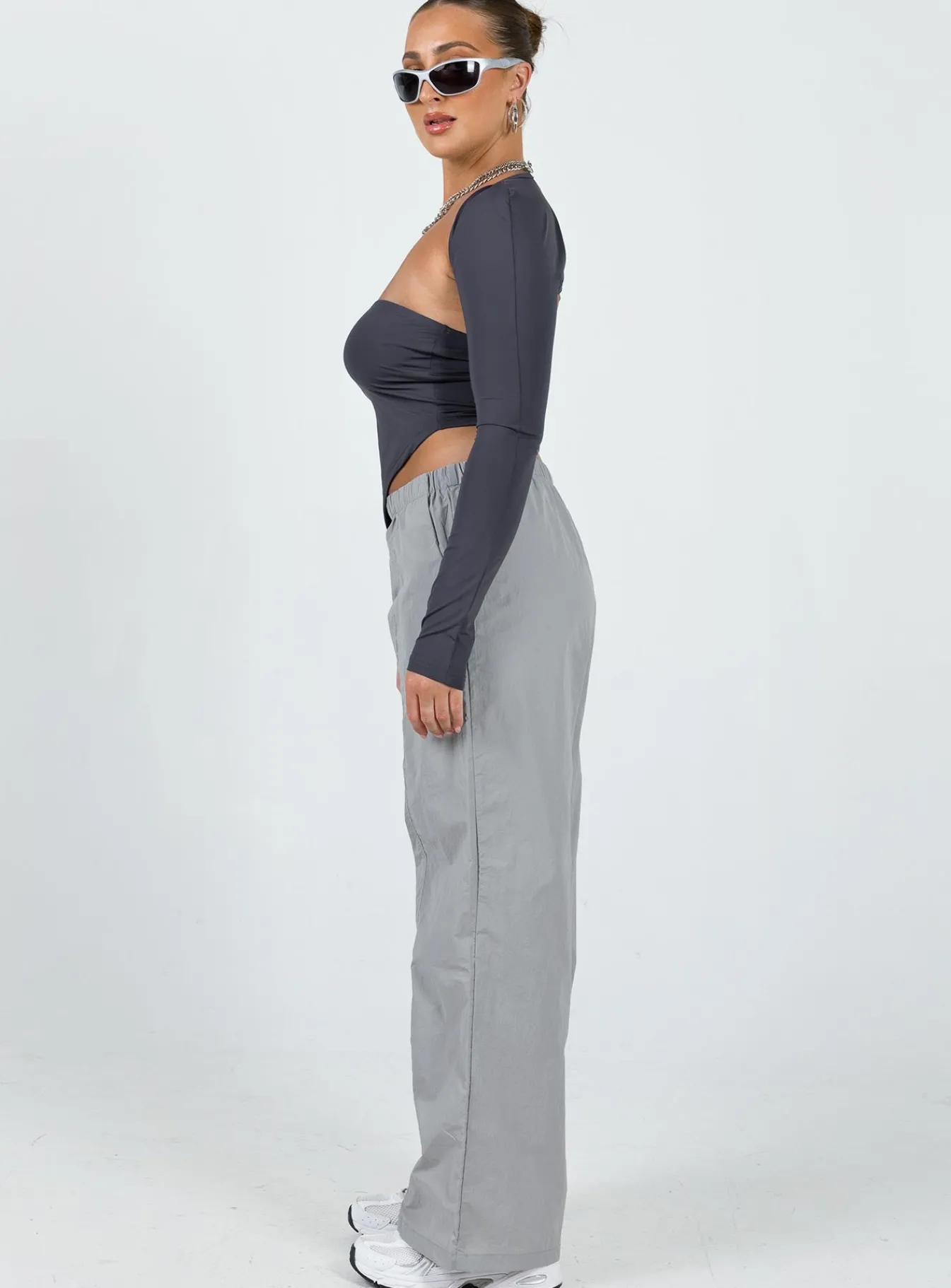 Princess Polly Kosta Parachute Pants Grey Hot