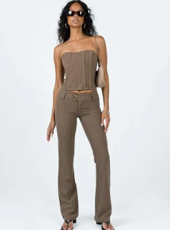 Princess Polly Kyana Corset Pinstripe Brown Fashion
