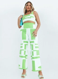 Princess Polly Kyla Set White /  Green Flash Sale