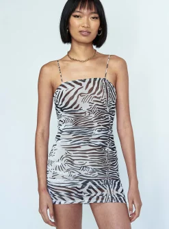 Princess Polly La Mer Mesh Mini Dress  Zebra Cheap