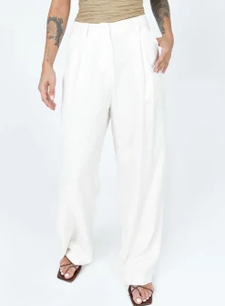 Princess Polly La Quinta Pant  Off White Flash Sale