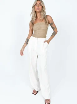 Princess Polly La Quinta Pant  Off White Flash Sale