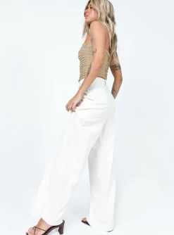 Princess Polly La Quinta Pant  Off White Flash Sale