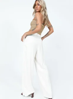 Princess Polly La Quinta Pant  Off White Flash Sale