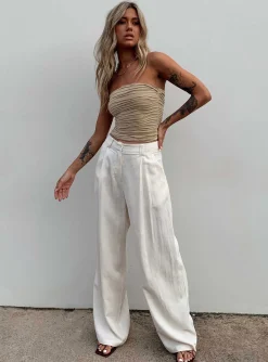 Princess Polly La Quinta Pant  Off White Flash Sale