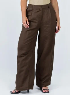 Princess Polly La Quinta Pant Dark Chocolate   Brown Hot