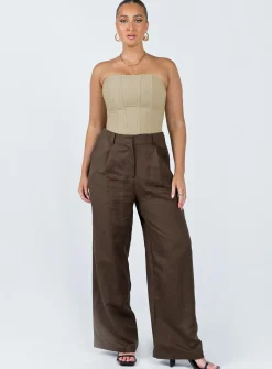Princess Polly La Quinta Pant Dark Chocolate   Brown Hot