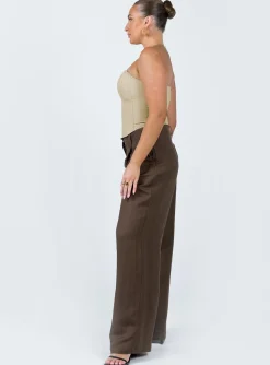 Princess Polly La Quinta Pant Dark Chocolate   Brown Hot