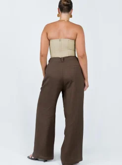 Princess Polly La Quinta Pant Dark Chocolate   Brown Hot