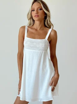 Princess Polly Laci Mini Dress  Off White Discount