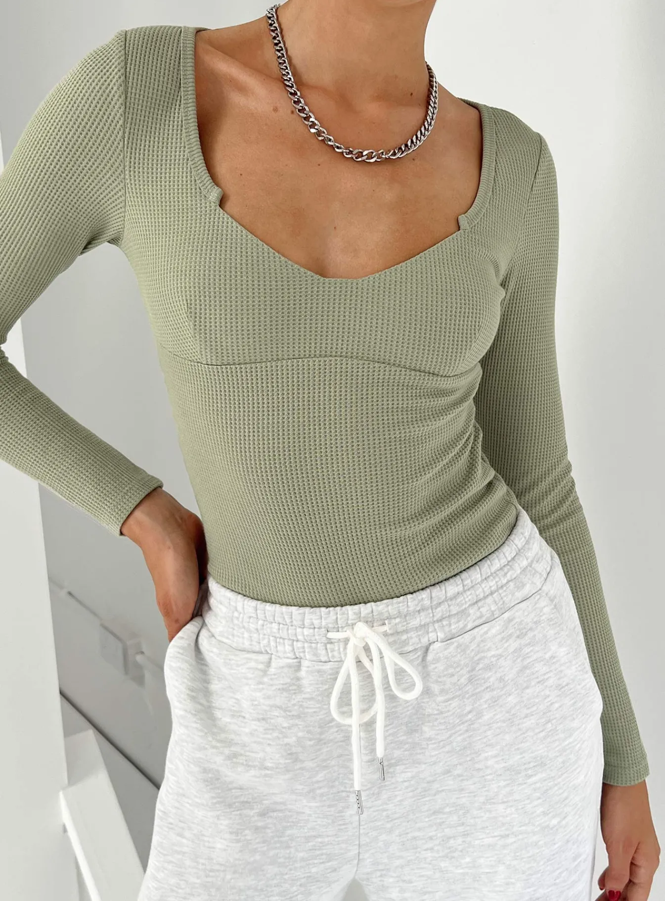 Princess Polly Lader Long Sleeve Bodysuit Green Hot