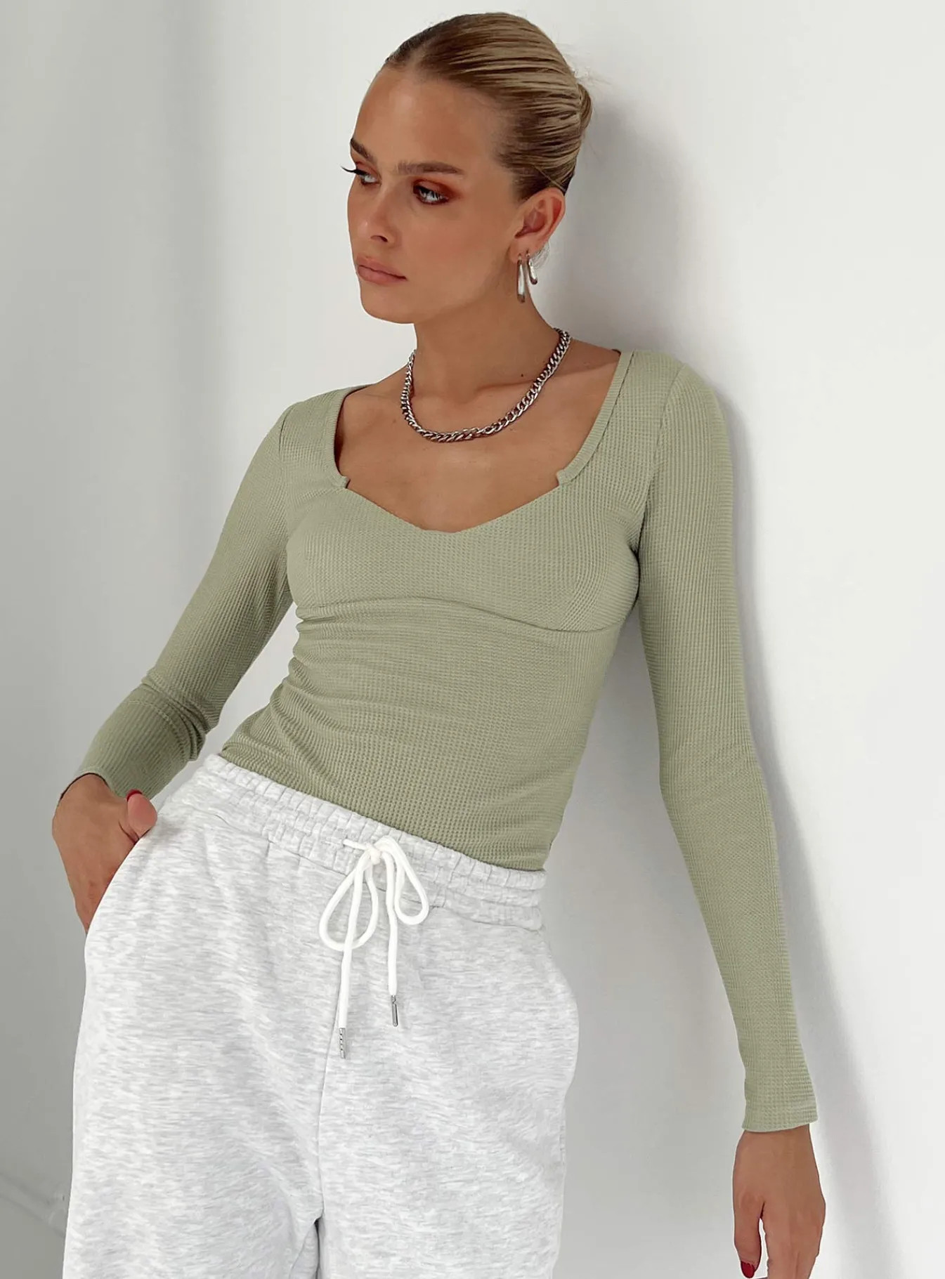 Princess Polly Lader Long Sleeve Bodysuit Green Hot