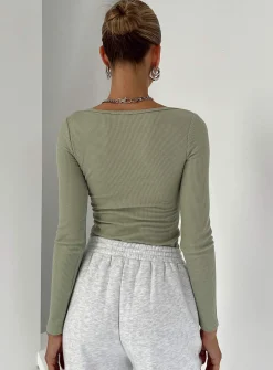 Princess Polly Lader Long Sleeve Bodysuit Green Hot